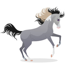 Obraz na płótnie Canvas The cartoon horse jump. Isolated vector illustration. Pony illustration for children's book.