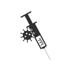 Coronavirus vaccine icon. Covid-19 syringe sign. Corona virus symbol. Classic flat style. Quality design element. Simple coronavirus vaccine icon.