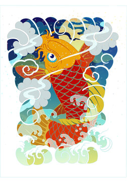 koi fish oriental painting Irezumi back Tattoo Design 건대타투 문신도안 잉어