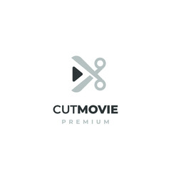 Cut Movie Video Play Solid Simple Modern Icon Logo Design Vector