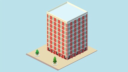 Isometric isolated vector building apartment.