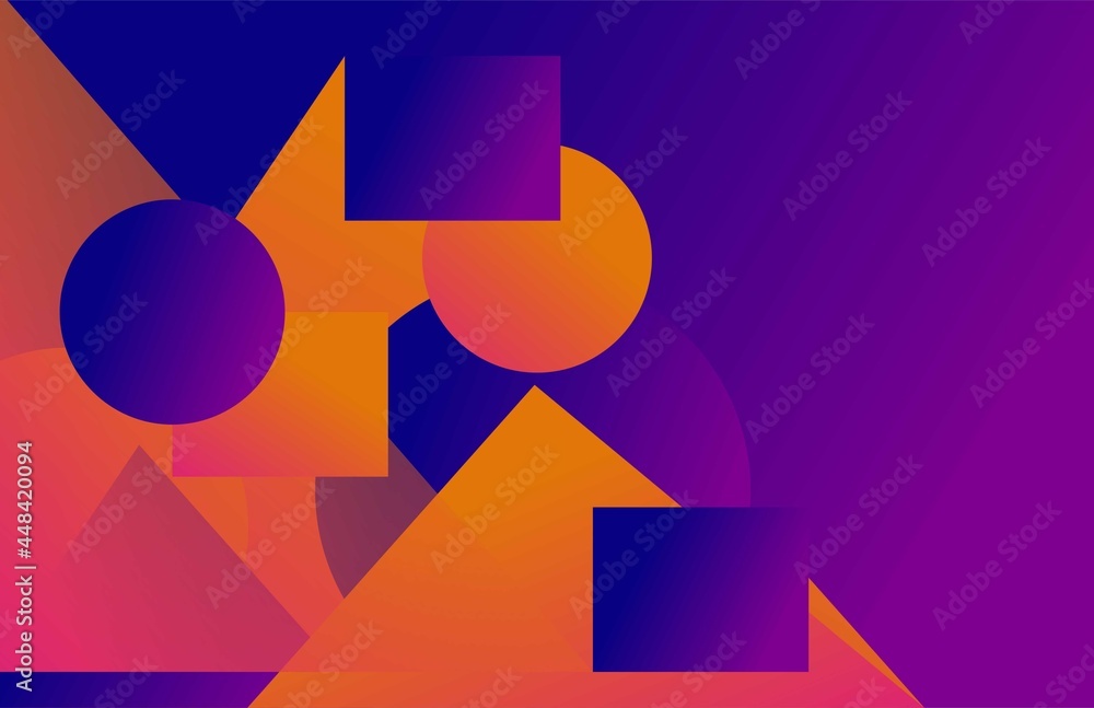 Poster design abstract rectangles shape isolated purple gradient background
