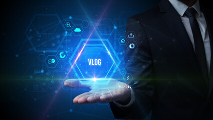 Man hand holding social inscription