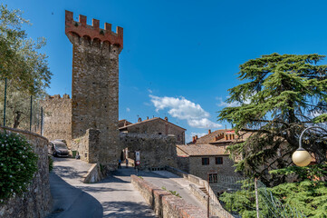 The ancient Triangular Tower in the historic center of Passignano sul Trasimeno, Italy