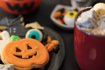 Halloween treats and snacks on table