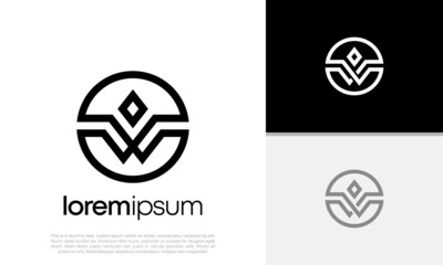 Initial W logo design. Innovative high tech logo template.