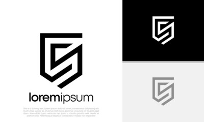 Initials S logo design. Initial Letter Logo. Shield logo.	