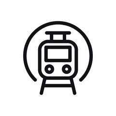 Train transport thin line, outline icon on a white background. Travel related icon. EPS Vector