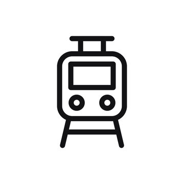 Train transport thin line, outline icon on a white background. Travel related icon. EPS Vector
