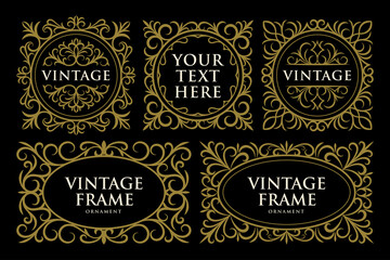 set vintage logo emblem frame border ornament