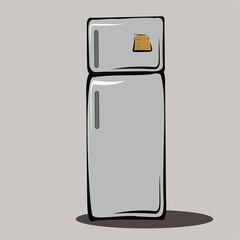 Refrigerator. Kitchen, kitchen utensils, apartment interior. Storage organization, minimalism. Room interior, furniture. Isolated vector objects.