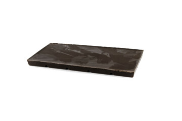 one large bar of black bitter chocolate isolated on a white background