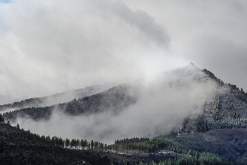 Mount Kolitxa between fog and snow