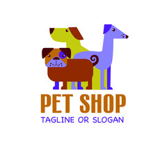 Obraz premium Vector logo design template for pet shops, veterinary clinics and animal shelters. Vector logo template with different dogs.
