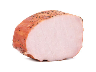 Piece of smoked pork meat isolated on white