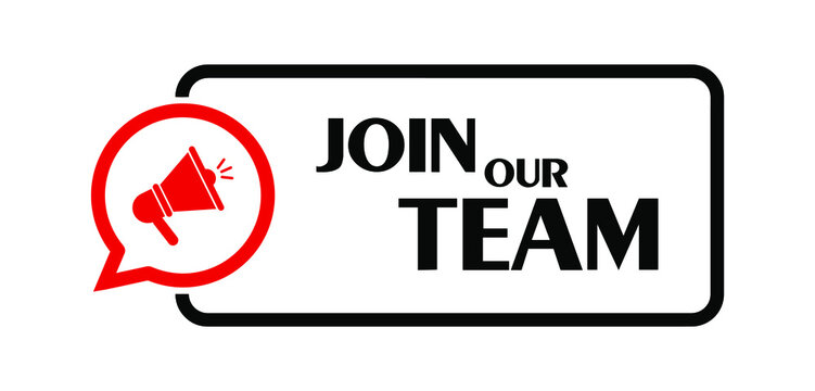 join our team sign on white background	