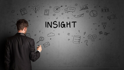 businessman drawing a creative idea sketch