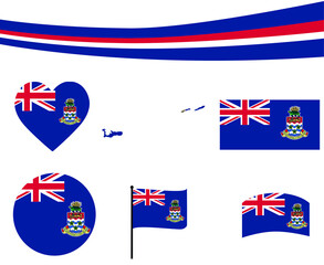 Cayman Islands Flag Map Ribbon And Heart Icons Vector Illustration Abstract National Emblem Design Elements collection