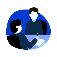 Human Resources Manager - icon logo pictogram. Vector illustration. Job interview. Hiring stress. Candidate poll. Business negotiations.