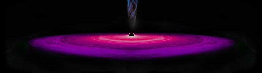 Abstract space wallpaper. Black hole isolated on black background. Can be used in lightening mode...
