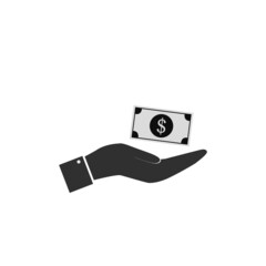 palm icon holding dollar, emblem symbol, finance, business, economy vector illustration