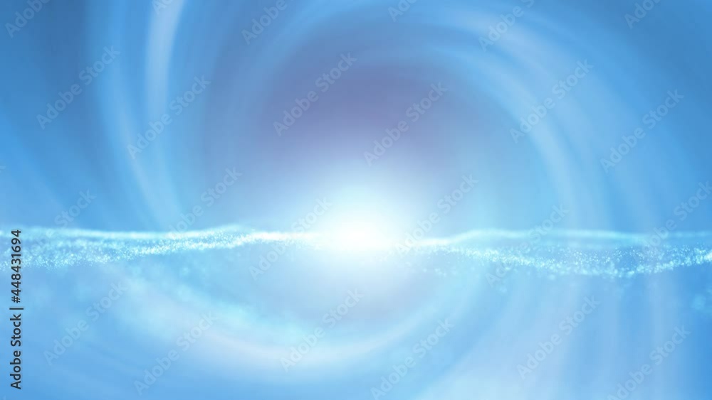 Poster abstract blue waves with circle and bright light rotation animation background