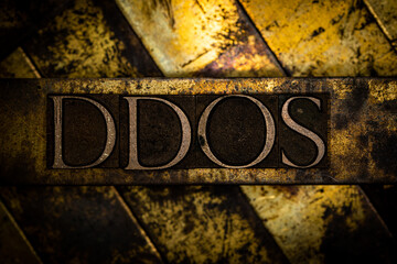 DDOS text on vintage textured copper and gold background