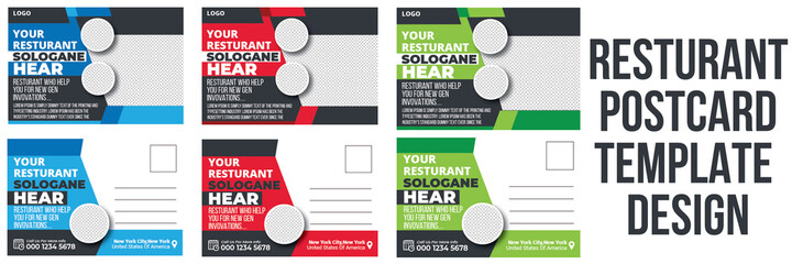Restaurant Postcard Templates, Pizza Restaurant Postcard, Restaurant Postcard With Coupon Code, Healthy Food Postcard Templates, Restaurant Fast Food Postcard, Burger Restaurant Postcard Template, 