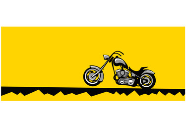 Vintage chopper. Stylish  motorbike on a yellow background. Vector image for prints, poster and illustrations.
