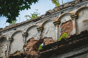 Sokal, Ukraine - july, 2021: the ruins of Great Synagogue in Sokal.
