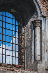 Sokal, Ukraine - july, 2021: the ruins of Great Synagogue in Sokal.
