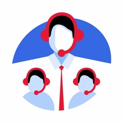 Call center - pictogram, logo, emblem. Vector illustration. Icon for the sales department. For the site and application. For postcard banner and poster. Telephone operator.  Sales Head. 