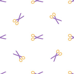 Seamless pattern of scissors in lilac color . Vector illustration in retro style. Vector seamless pattern, scissors, editable can be used for the background of a web page, filling a drawing