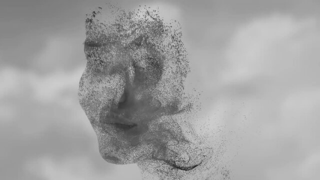 A floating monochrome amorphous shape