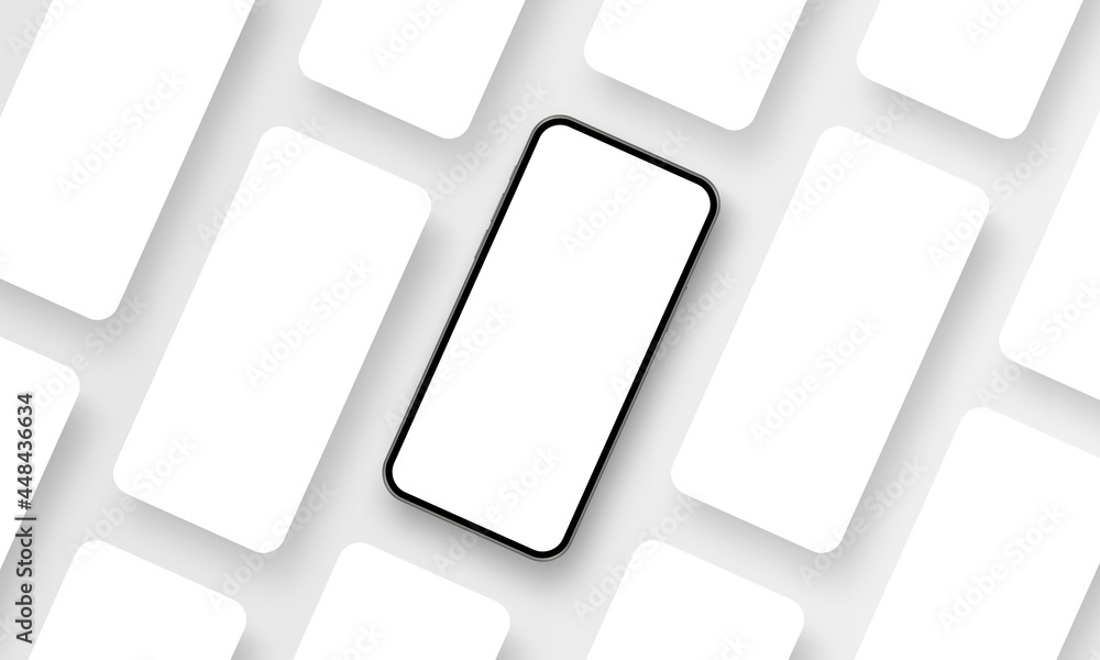 Poster phone with blank app screens mockup. showcase your apps interfaces on this template. vector illustra