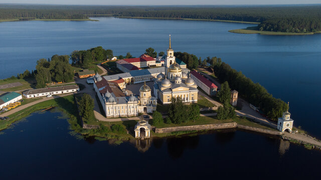 Sunrise over Nilova Pustyn - an ancient Russian monastery, was founded in 1594 on the island of Stolobny. The first color photo was taken by Sergei Proskudin-Gorsky in 1910.