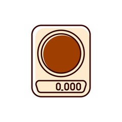 Kitchen scale flat icon. Coffee equipment. Color filled symbol. Isolated vector illustration