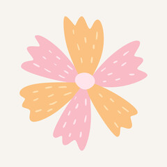 Vector isolated image of a cute wild flower bud with carved petals.