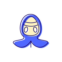 Cyberpunk wear color icon. Futuristic mask. High tech technology. Future with robot technology