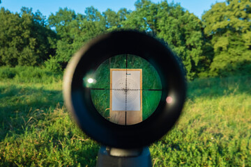 Sniper gun scope view, target 