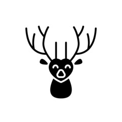 Deer glyph icon. Taiwanese animal. Oriental custom. Asian item. Black filled symbol. Isolated vector illustration