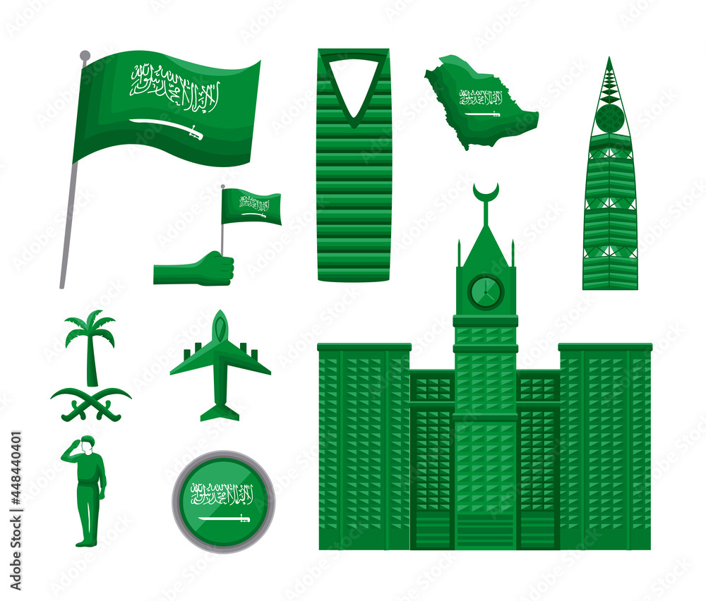 Canvas Prints ten saudi national day icons