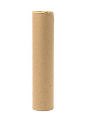 brown paper towel from a roll of kitchen towels, object isolated on a white background