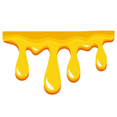 Sweet honey drips seamless pattern. Golden yellow realistic syrup or juice dripping. Vector illustration isolated on white.