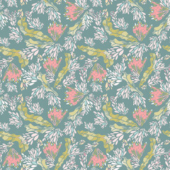 Beautiful abstract colorful vector seamless pattern. Decoration floral design, graphic texture. Vintage background.