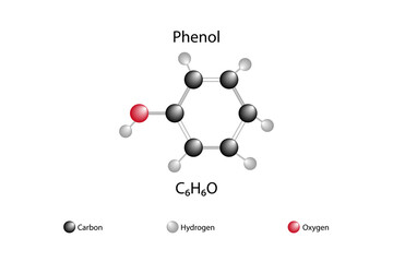 Molecular formula of phenol. Chemical structure of phenol