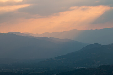 Panorama from the cliffs of Meteora, Greece