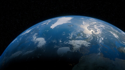 Earth in Space with views of Spain and Europe. Climate Concept.