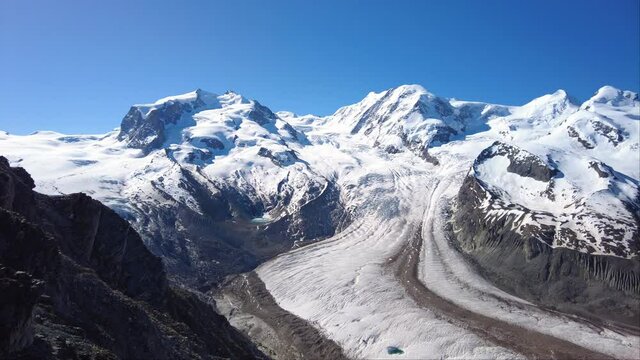 Gornergrat Glacier - Gornergletscher - valley glacier on the west side of the Monte Rosa massif close to Zermatt in the canton of Valais, Switzerland - Swiss Alps