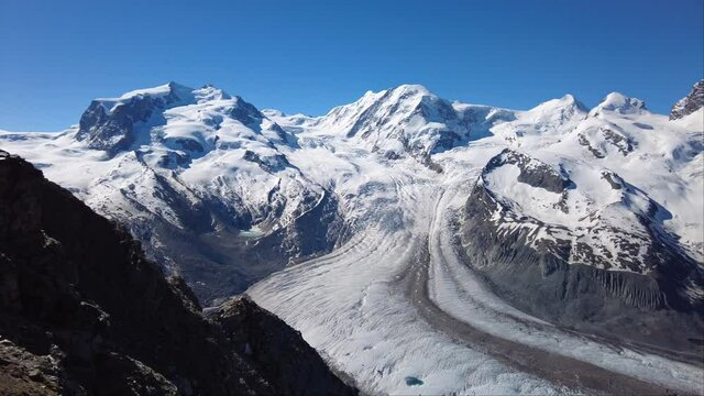 Gornergrat Glacier - Gornergletscher - valley glacier on the west side of the Monte Rosa massif close to Zermatt in the canton of Valais, Switzerland - Swiss Alps